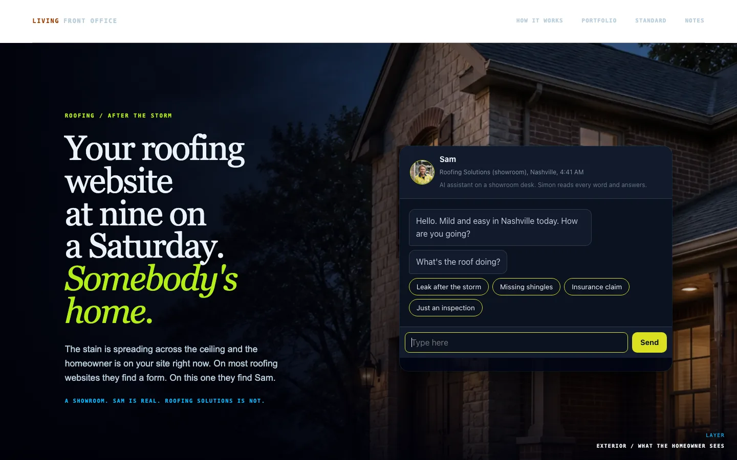 Roofing Solutions (showroom) with Sam on shift